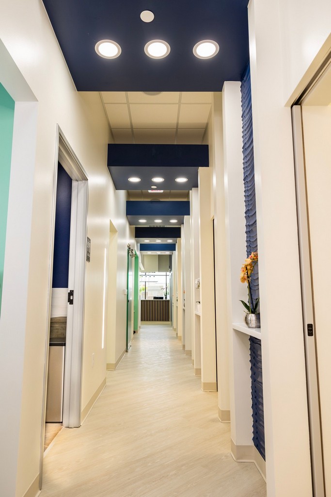 Corridor between dental offices